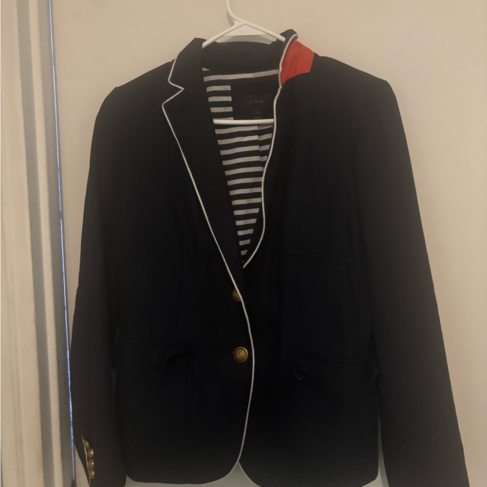 J. Crew Black Blazer with White Trim and Red Accent
